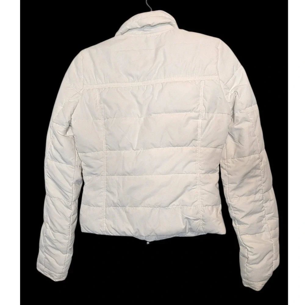 Vintage Y2K Abercrombie & Fitch White Preppy Short Puffer Jacket Medium Ski Coat